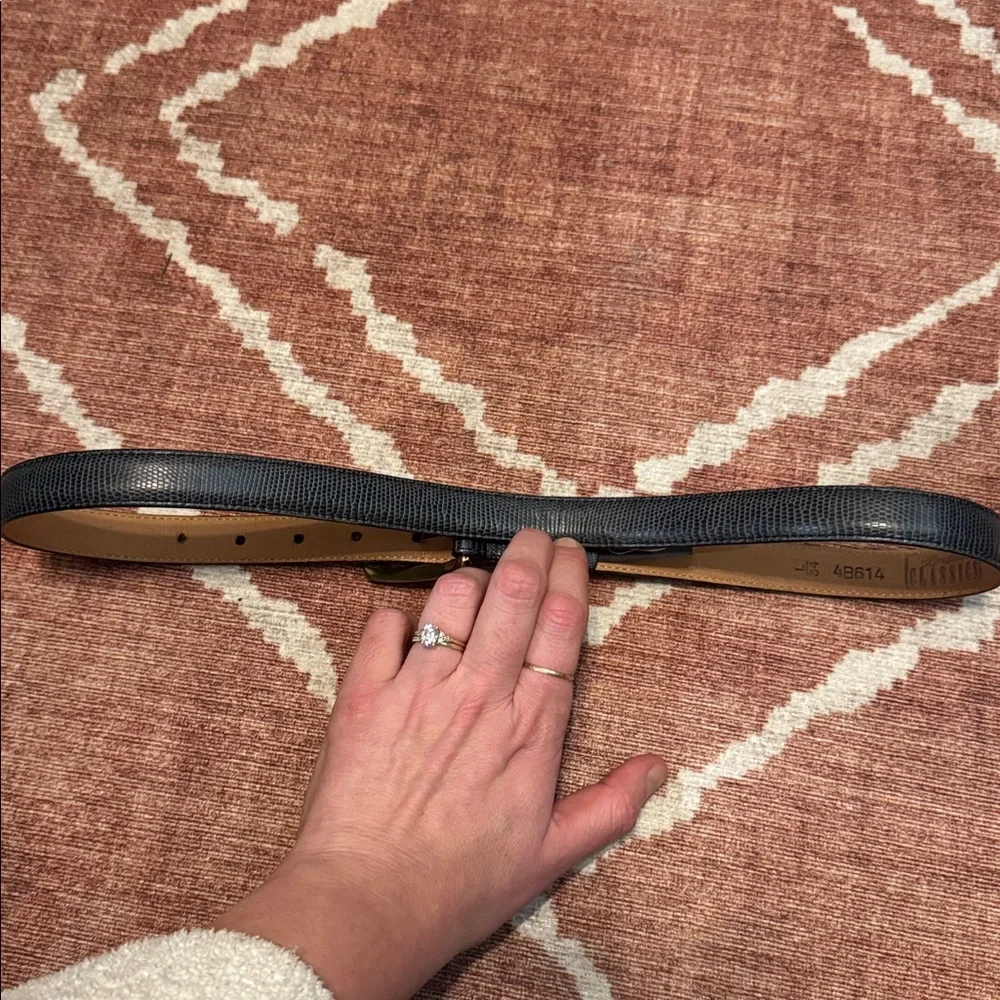 Vintage Brighton Classics Lizard Embossed Leather Belt Mixed Metal USA